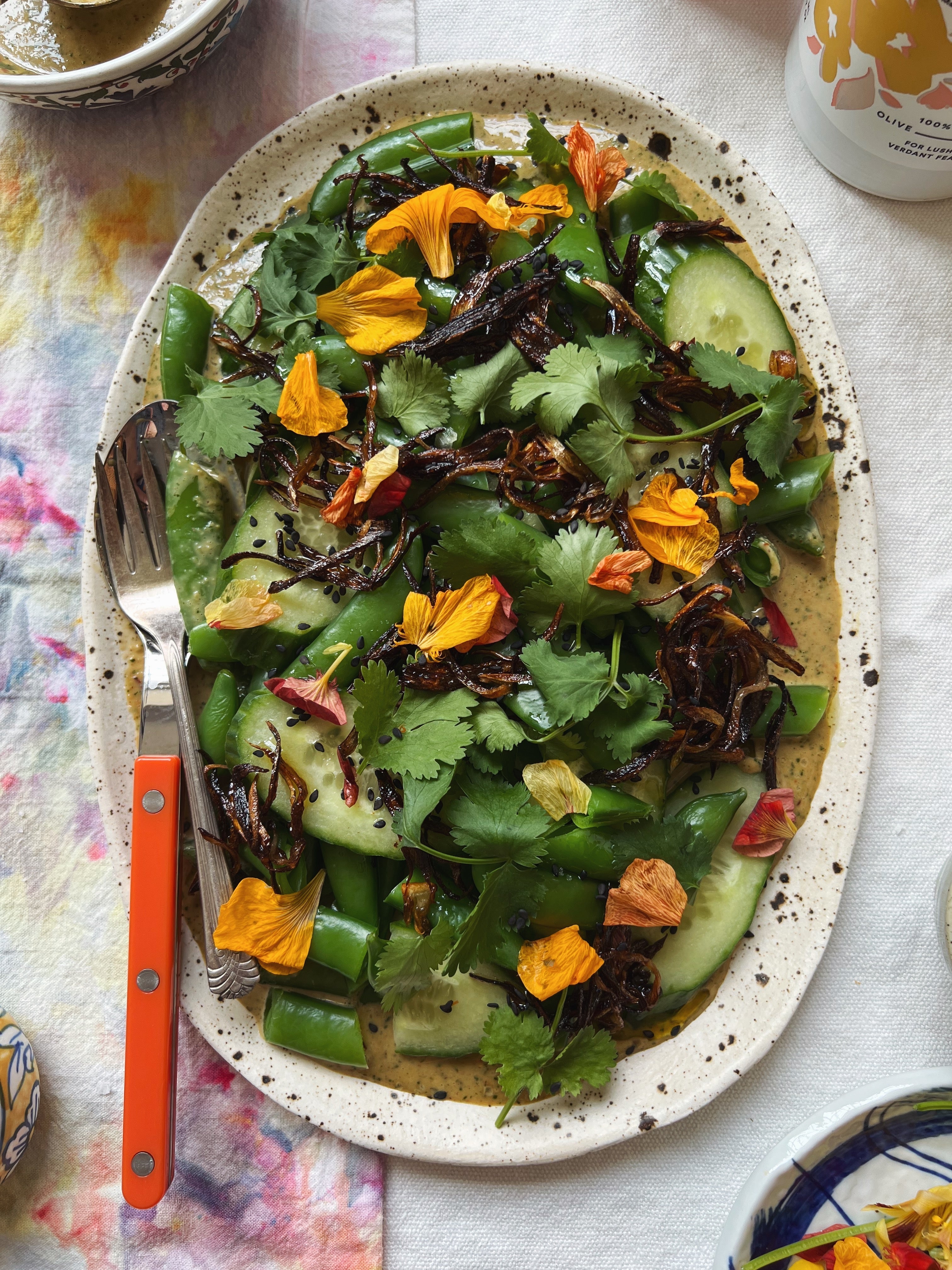 Sugar Snap Pea & Cucumber Salad with Peanut Dressing