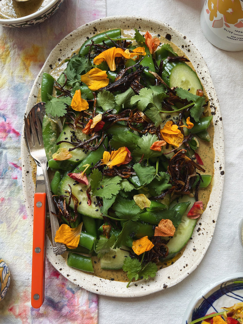 Sugar Snap Pea & Cucumber Salad with Peanut Dressing